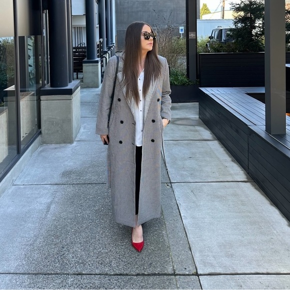 Oversized Double-Breasted Maxi Coat - DOUBLE FACE PLAID - Picture 2 of 6